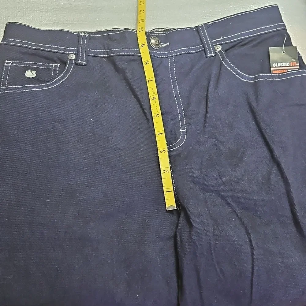 NWT Classic Fit Dark Wash Denim Jeans - White Contrast Stitching - Size 30